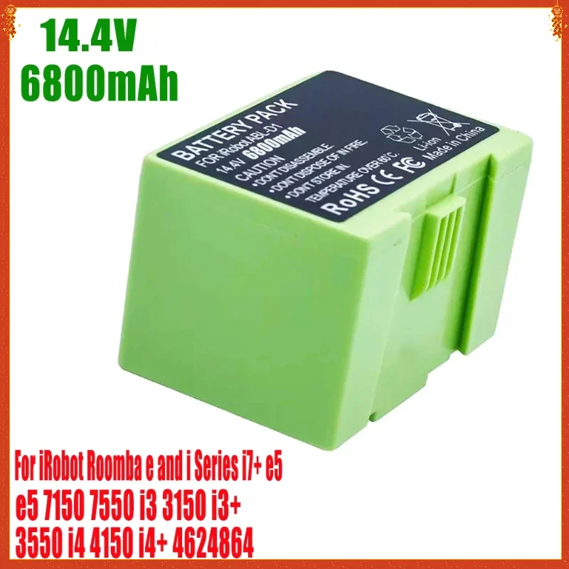 

I7 14.4V 6800mAh i7 Battery Replacement for iRobot Roomba e and i Series i7+ e5 7150 7550 i3 3150 i3+ 3550 i4 4150 i4+ 4624864