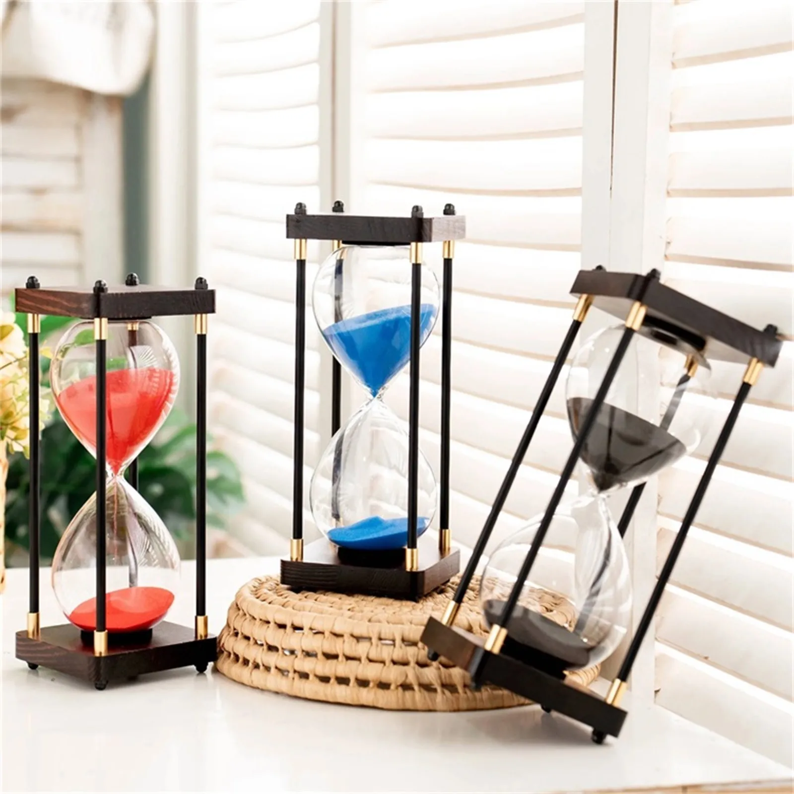 Large Sand Timer Timer 60 Minutes Vintage Wooden Hour Glass Timer My Second Christmas Ornament Navidad DecoracióN Liquidaciones