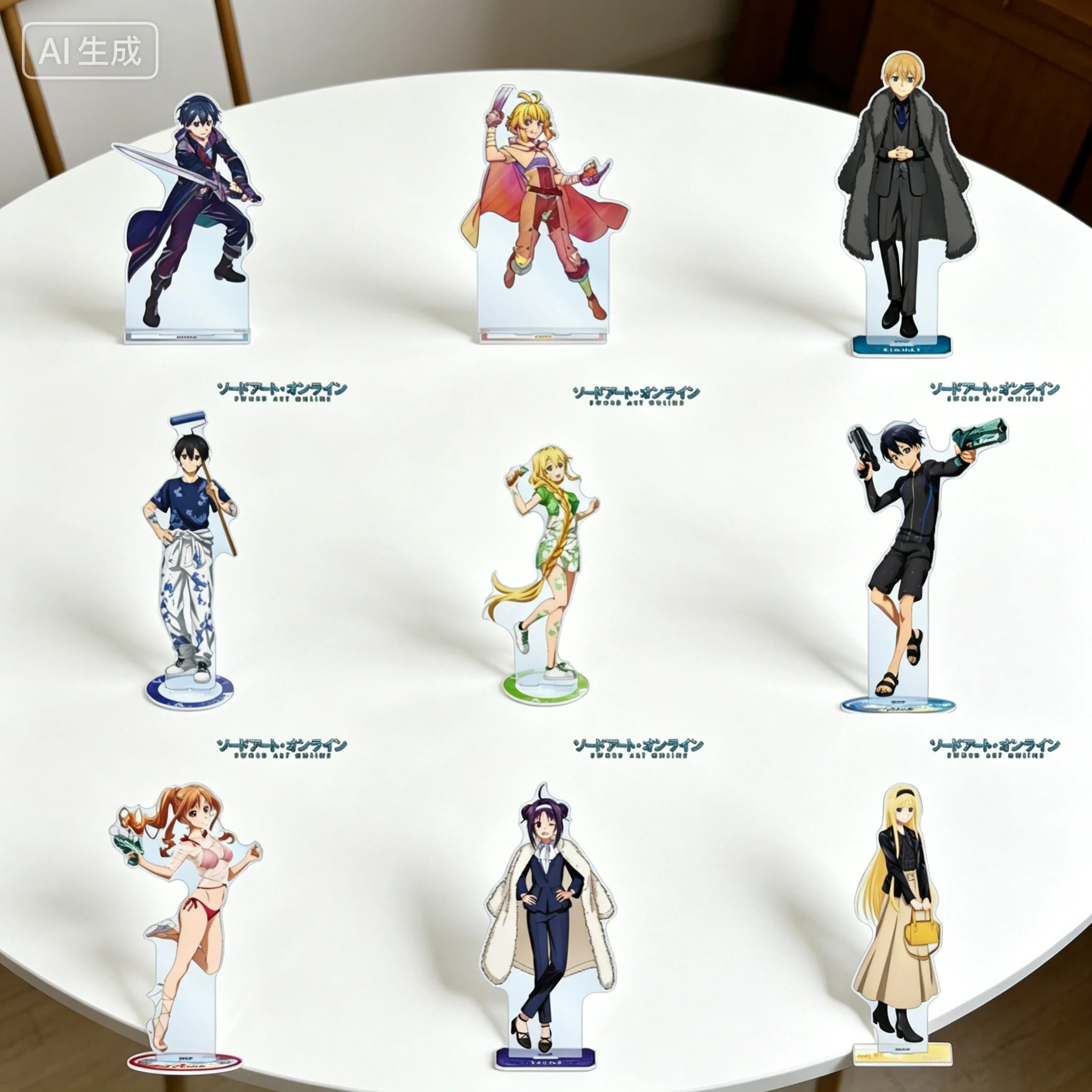 Anime Sword Art Online Kirito Asuna Human-shaped Acrylic Figure Stand Model Plate Keychains Bedroom Decoration