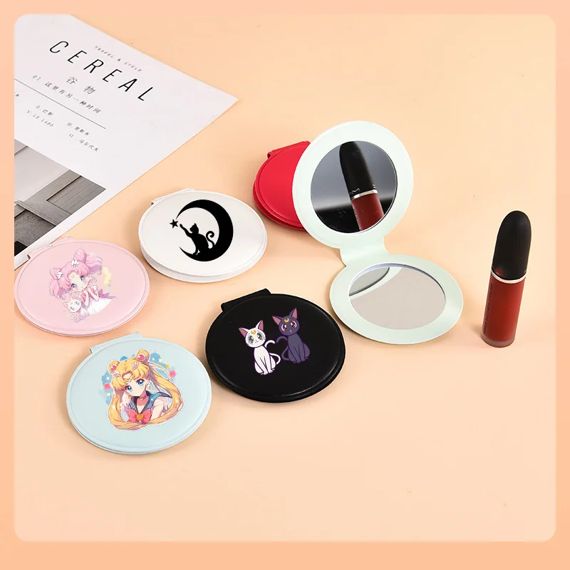 

8cm Sailor Moon Mini Mirror Keychain Cartoon Anime Graphic Print Makeup Mirrors Key Ring Girls Fashion Accessories Party Gifts