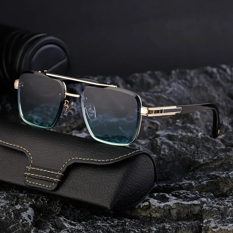2025 kwadratowe okulary przeciwsłoneczne męskie luksusowe okulary przeciwsłoneczne bez oprawek damskie Vintage modne okulary Gafas De Sol Hombre Lunette De Soleil — zdjęcie 3