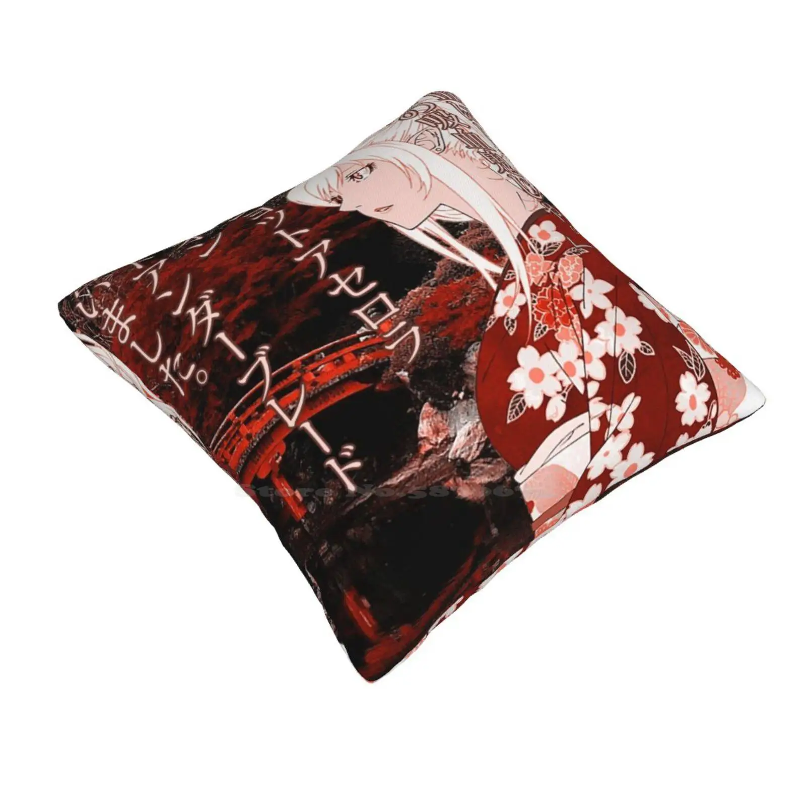 Kiss-Shot Yukata Pillow Cover Hug Pillowcase Kiss Shot Acerola Heart Under Blade Yukata Aesthetic Red Quote Japanese Anime