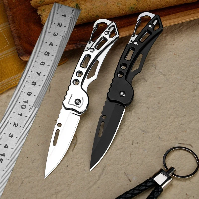 EDC stainless steel pocket knife, mini keychain folding knife, convenient survival knife, for unboxing self-defense