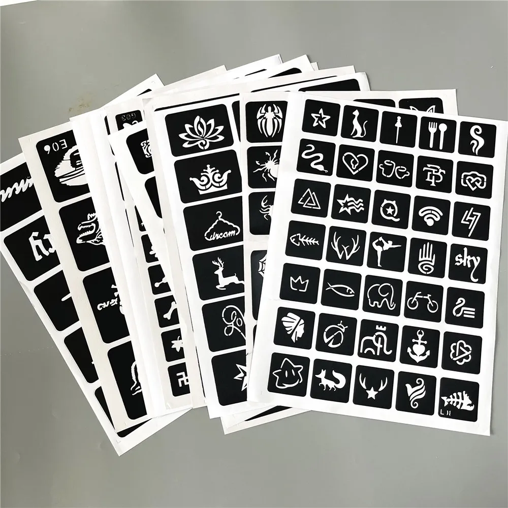 5/10/20/40 Sheets Small Airbrush Tattoo Stencils For Women Kids Drawing Template Henna For Body Painting Glitter Art