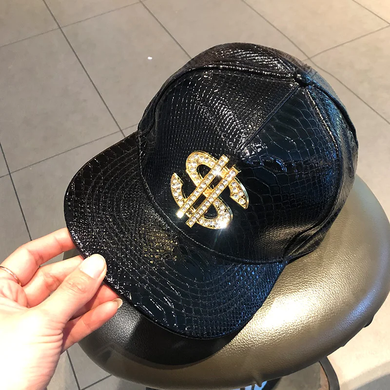 Sombrero de camionero con símbolo de dólar para hombre, sombrero de hip-hop para motocicleta, sombrero de ala plana de hip-hop, sombrero para el sol, gorra de béisbol dorada