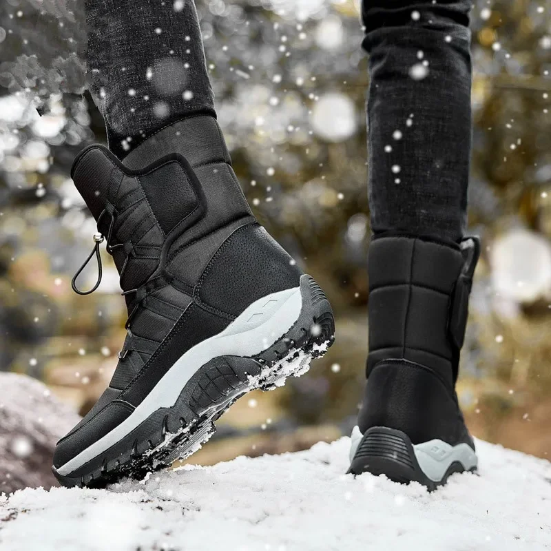 New Outdoor Men Boots Winter Snow Boots For Men Shoes Thick Plush Waterproof Slip-Resistant Keep Warm Winter Shoes Plus Size 46