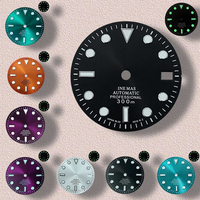 28.5mm S Logo SUB Sunburst Dial Fit NH35/NH36 Japanese Movement Green Luminous High-Quality Watch Modification Accessories