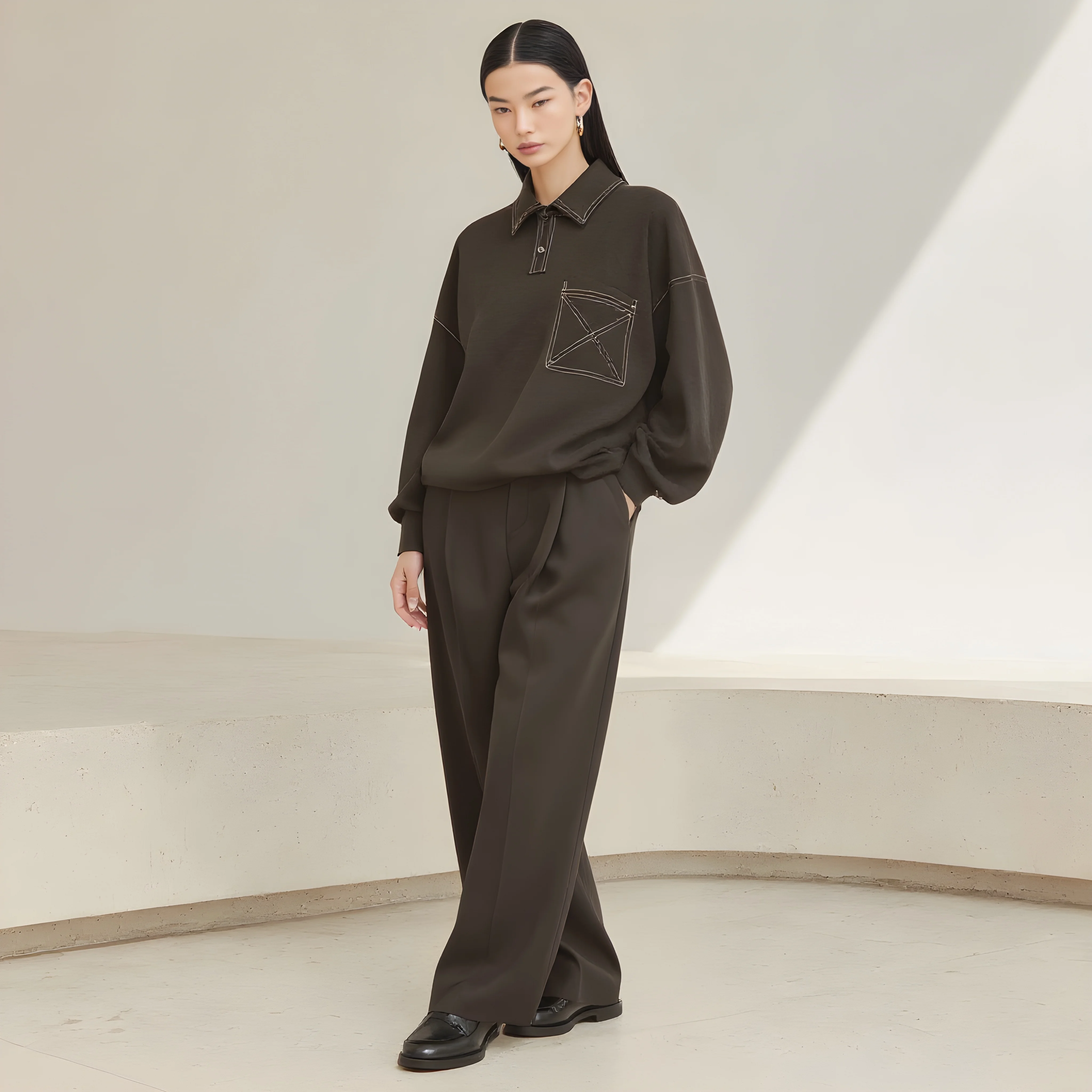 Sudadera con capucha holgada de manga recta para mujer, ropa informal, ajuste cómodo, moda de otoño e invierno, Top de calle