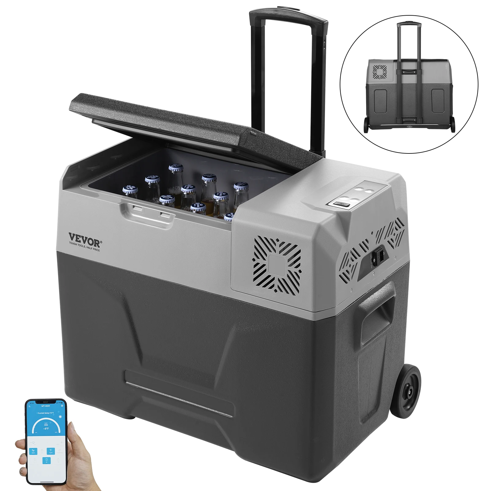 VEVOR Car Refrigerator 12 Volt Car Refrigerator Fridge Single Zone Portable Freezer  and Handle -4℉-68℉ 12/24V DC and Cooler