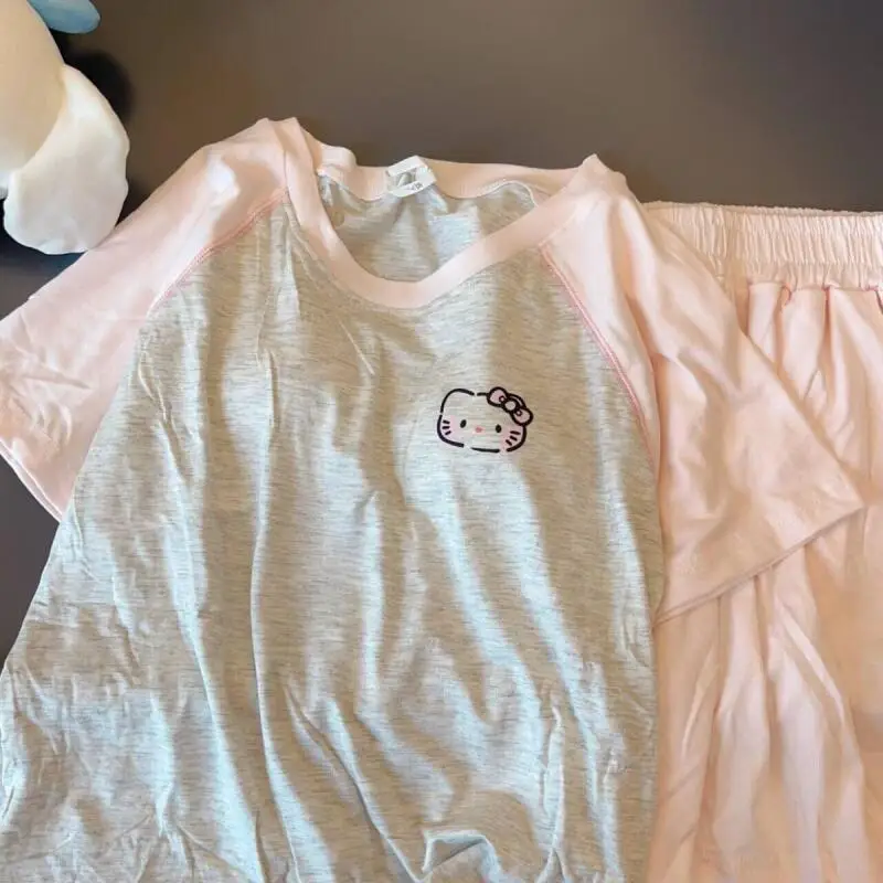 

Hello Kitty Pajamas Anime Sanrio Woman's Household Clothes Cartoon Kawaii Cute Nightshirt Set Girl Home Wear Pajamas