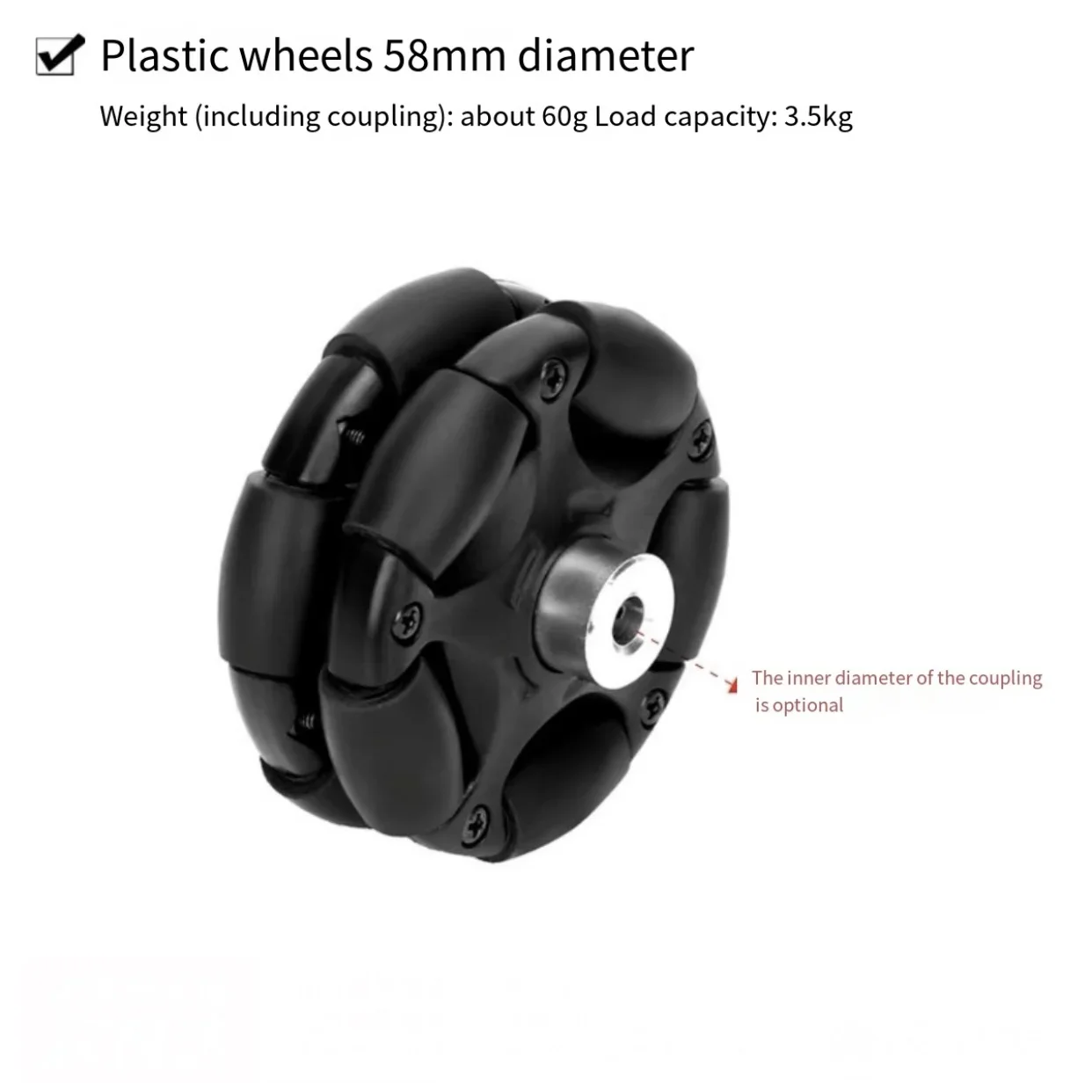 Metal Omni Wheel Intelligent Wheel Robot 58mm 60mm 75mm With Coupling 3/4/5/6/8mm Plastic/Aluminum Alloy DIY Parts view 4