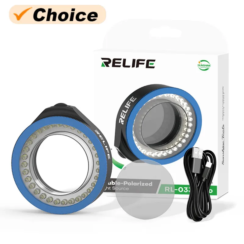 

RELIFE RL-033E Pro Микроскоп Двойной поляризованный кольцевой светильник 32 светодиодных бусин Кольцевая лампа без бликов Устраняет отражение Осветитель