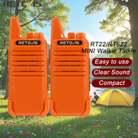 RETEVIS RT622/RT22 2pcs Mini Orange Portable Two-Way Radio PMR 446 Walkie-Talkie with PTT for Hunting Cafe