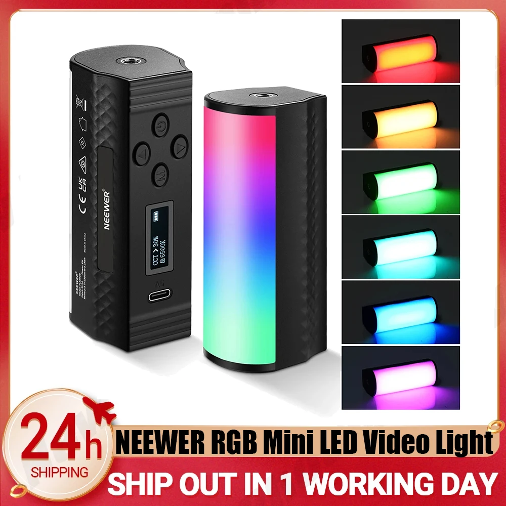 

Магнитная ручная фотография NEEWER, 360 Full RGB мини-фотография, фотография с аккумуляторной батареей 2500 мАч, 2500-8500K