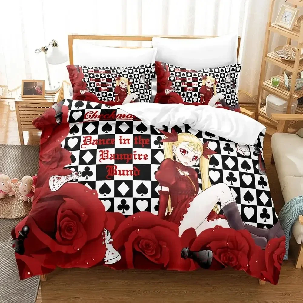 Anime Dance In The Vampire Bund Bedding Set Duvet Cover Bed Set Quilt Cover Pillowcase Comforter king Queen Size Boys Adult