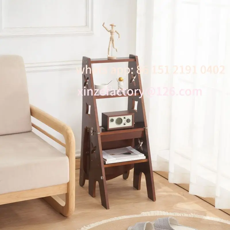 

Customizable Solid Wood Ladder Chair Household Ladder Chair Folding and Retractable Dual Use