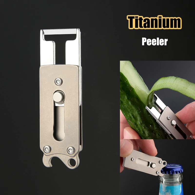 Mini Titanium Alloy Small Planing Knife Bottle Opener Portable Key Chain Pendant Outdoor Camping Multifunctional Tool Melon Peel