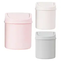 Creative Mini Desktop Bin Small Trash Can Tube With Cover Bedroom Trash Garbage Can Clean Kitchen Storage Box Home Desk Dustbin