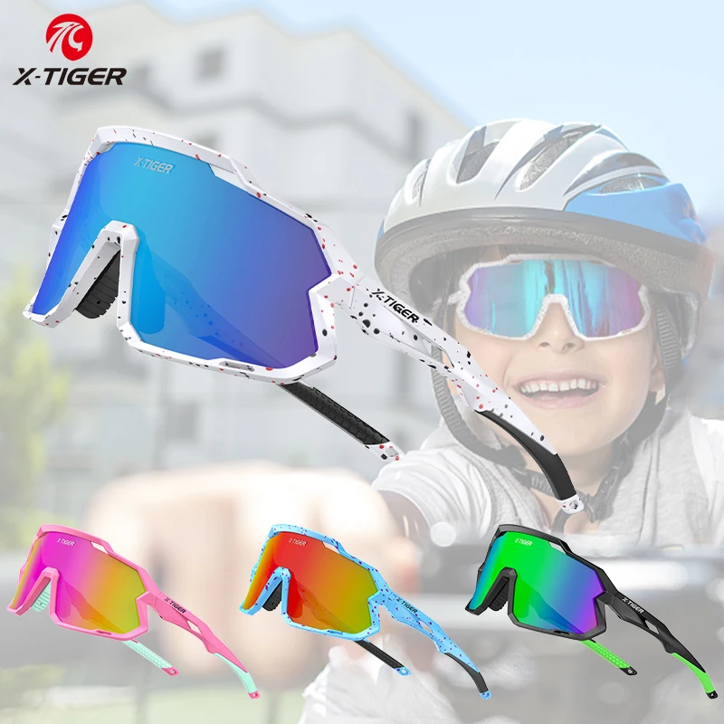 X-TIGER Kids Cycling Sunglasses Suitable For Children Aged 8-14 Years Girls Boys Glasses Outdoor Sport Sun Glasses Classic