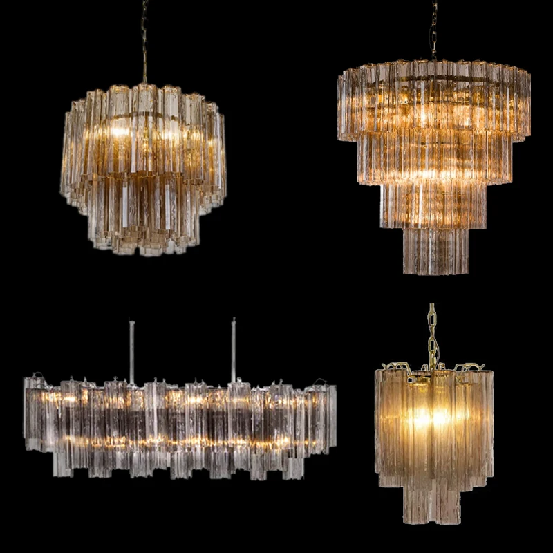 Murano Vintage Large High Glass Ceiling Trendy Pendant Led Lampsuspension Luminaire For Villa Duplex Living Room Chandelier