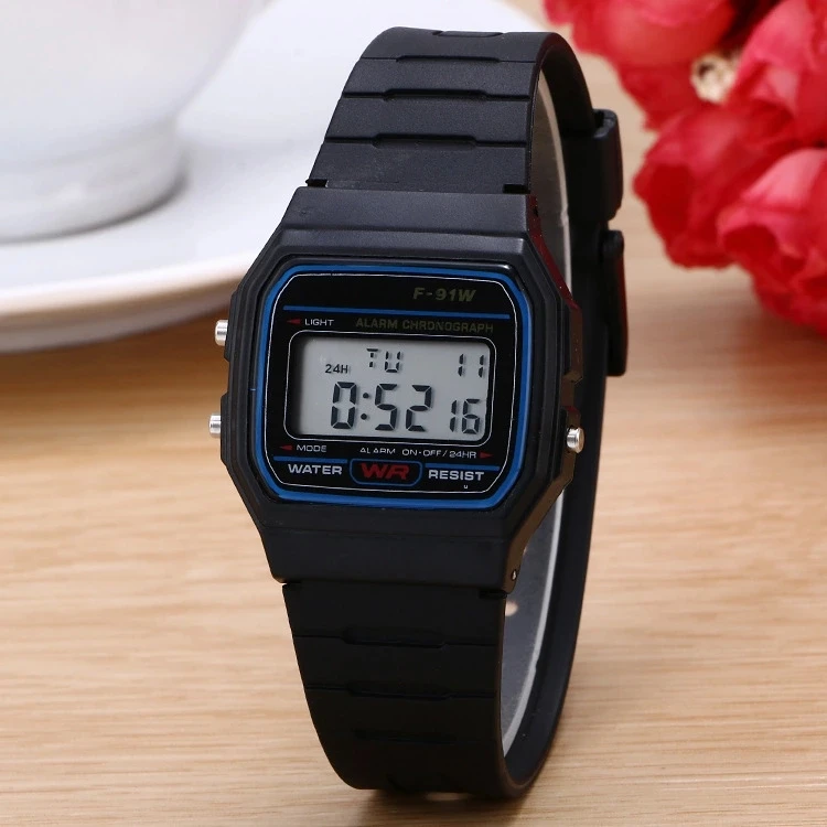 Alarm clock silicone waterproof timing multi-functional outdoor sports F91 electronic watch fashion trend personality of childre