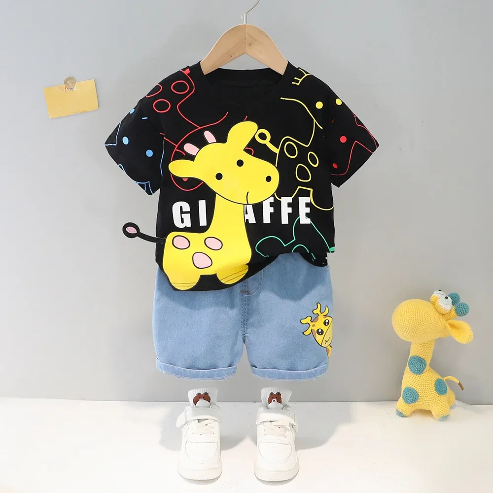 2022 Summer Boys Clothing Cute Cotton Cartoon Kids T-Shirt Set + Casual Pants 2 Piece Baby Boy Suit Clothes