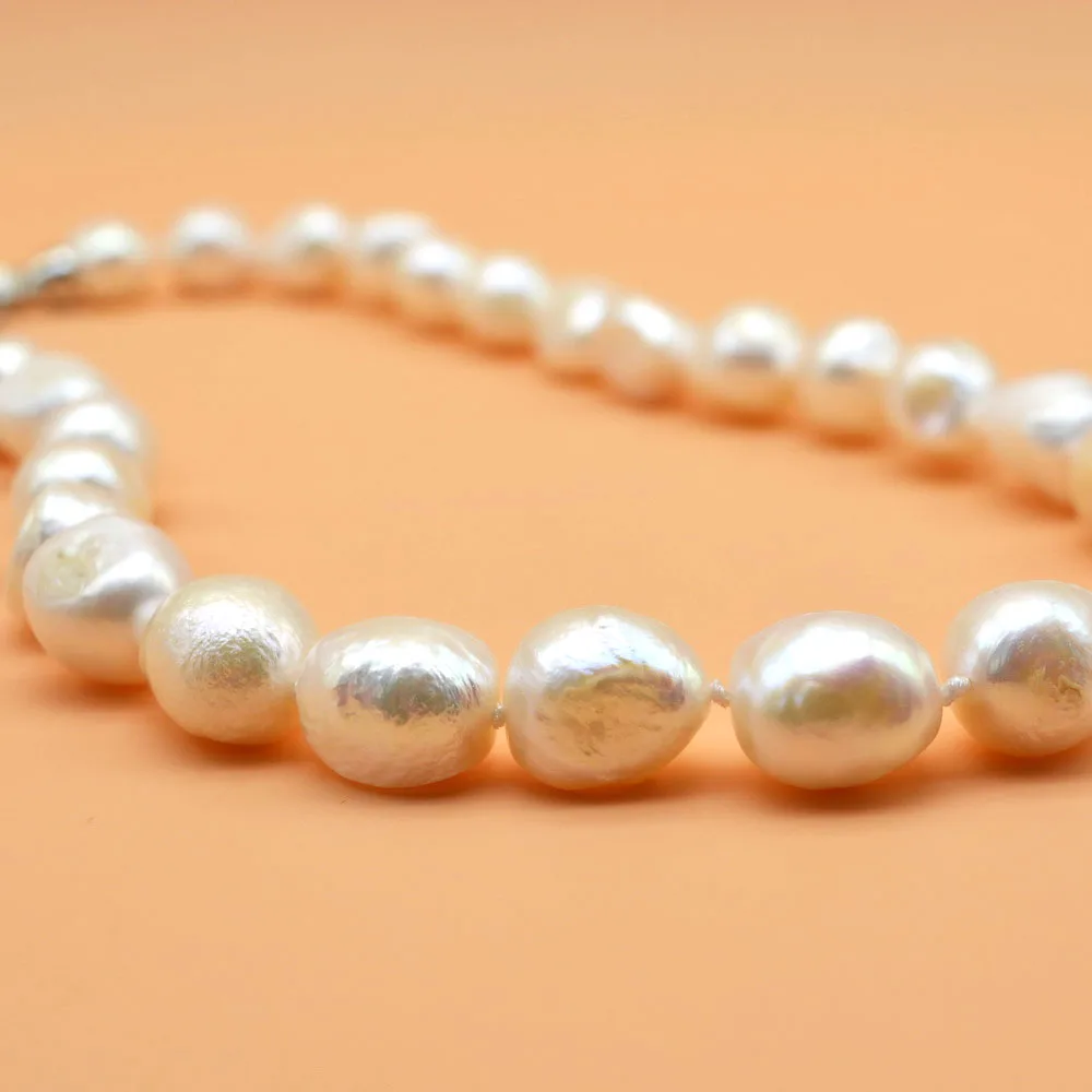 Large Baroque Pearl Necklace White Natural Pearl Irregular Shape Diameter 12-13mm Short Necklace Heart Love Ladies Necklace