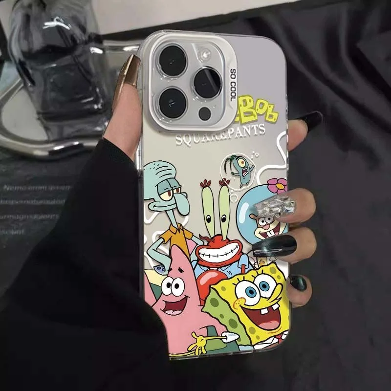 Anime S-SpongeBob P-Patrick Squidward Sandy Collection Phone Case for iPhone 11 12 13 14 15 16 17 Pro Max Plus Shockproof Cover