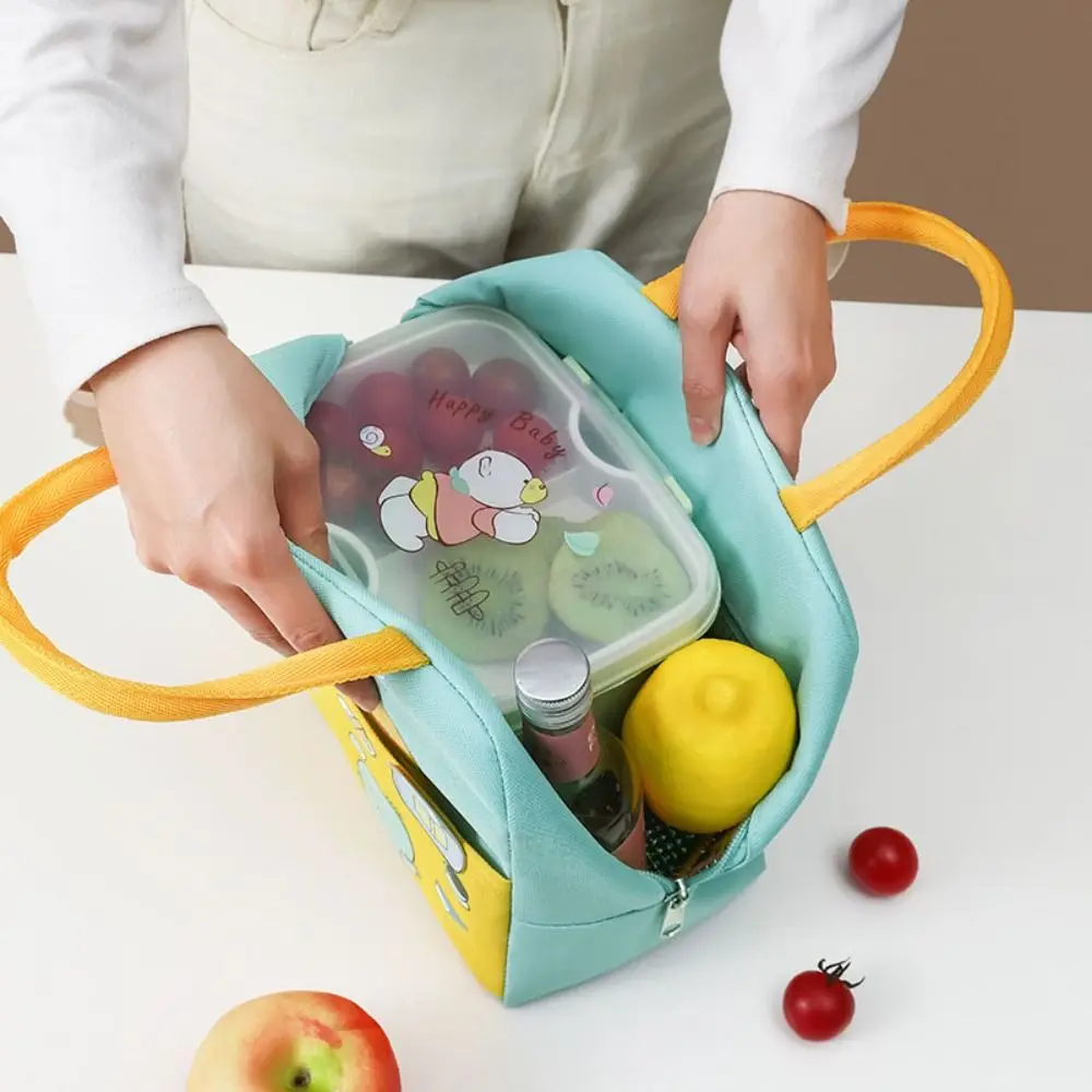 Portable Cute Cartoon Cooler Lunch Bag For Picnic Kids Student Women Travel Collapsible Thermal Breakfast Organizer