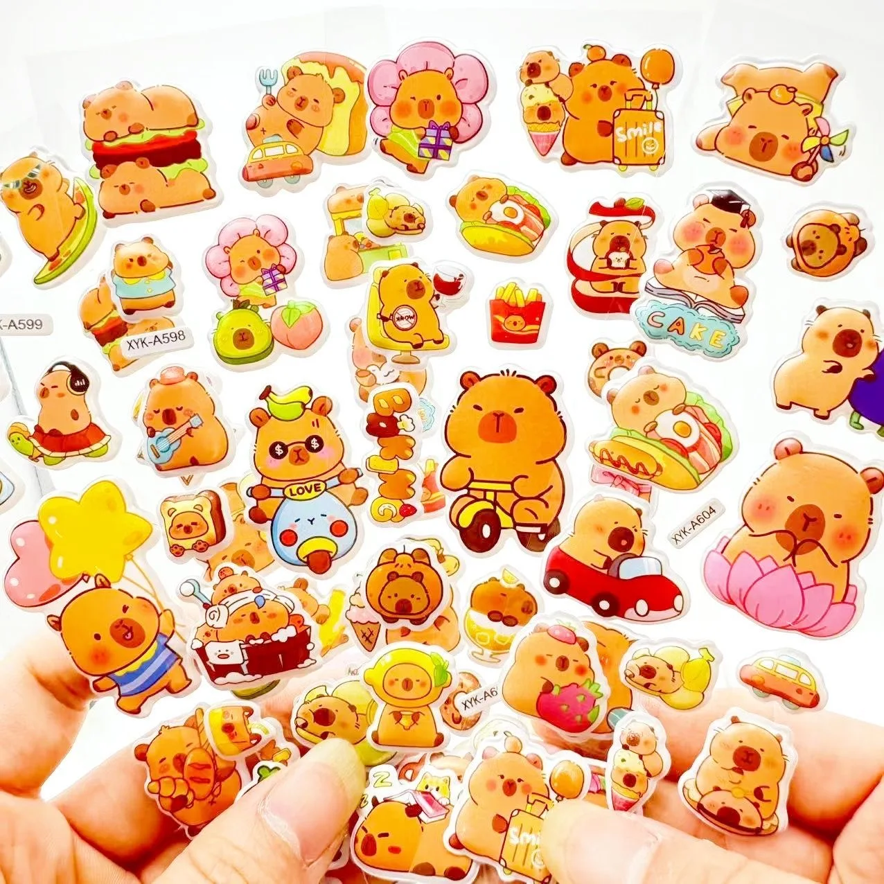 12 枚かわいいカピバラバブルステッカーかわいい 3D 立体ステッカーアニメ漫画繰り返しなし子供 DIY おもちゃステッカー