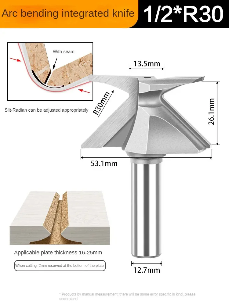 1/2Arc Biegen Integriertes Werkzeug1/2XR30.R50.R10R18MMEGravur Maschine Router Bit Holz Router Bit Arc Bend Bit