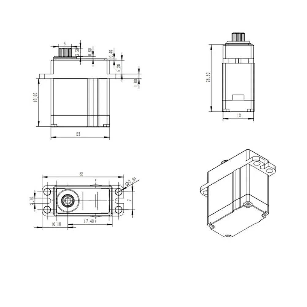 

Micro 8.4V 0.06S 11KG Digital Servo Motor Mini Full Metal Coreless Programmable Servo 180/270/360 Degree High Torque for RC Car