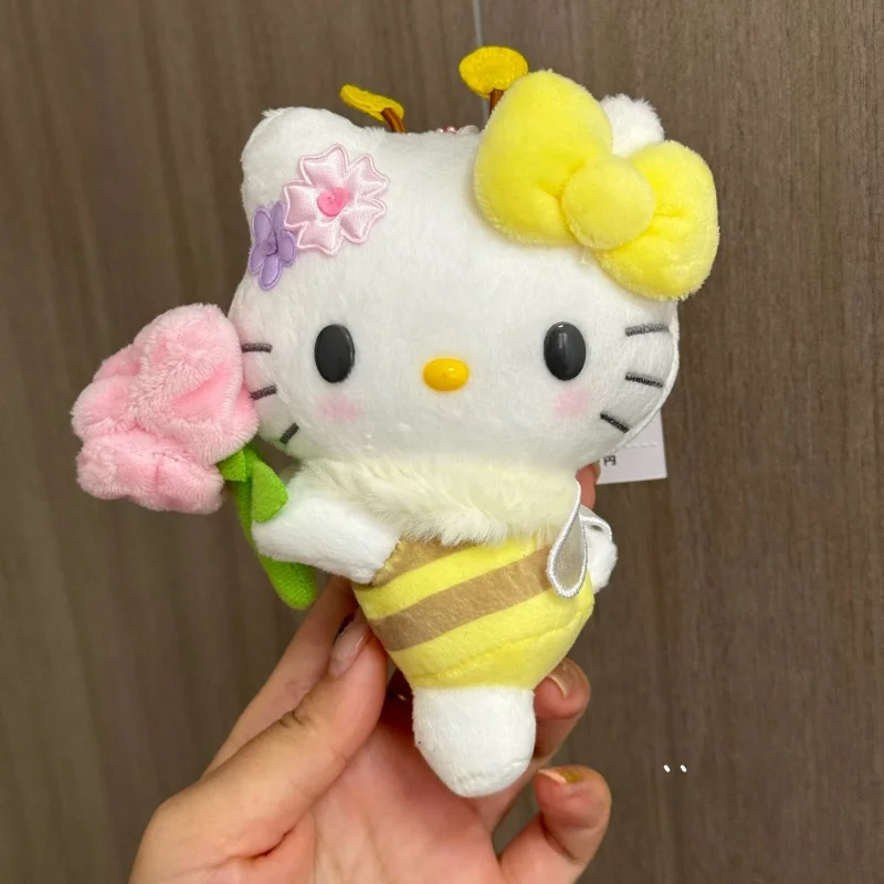 

12CM Hardworking Hello Kitty Little Bee Plush toys Keychain Garden Flower Bee Kitty cat Stuffed Animals Little Bee kt Doll gift