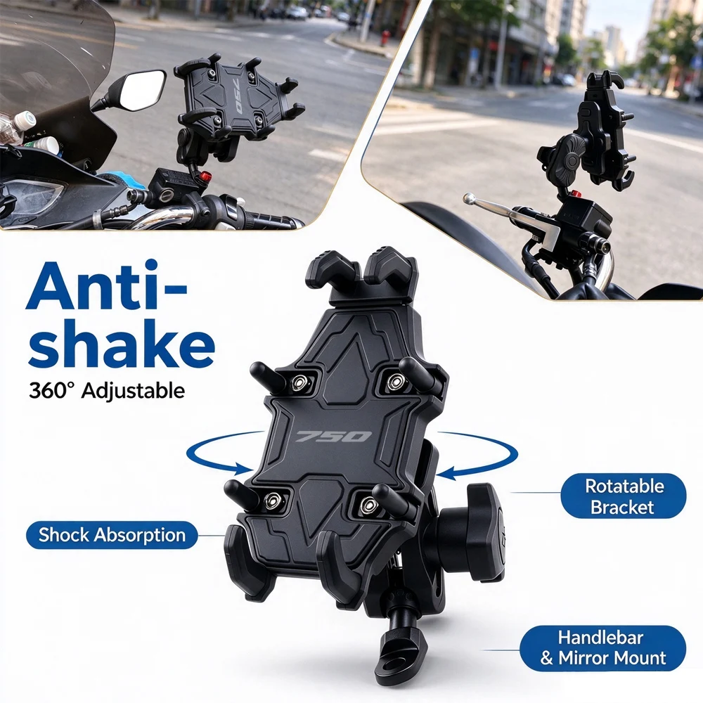 For Honda Xadv 750 Forza 750 Xadv750 Motorbike Cell Phone Holder Anti-Shock 360° Rotable Bracket Accessories