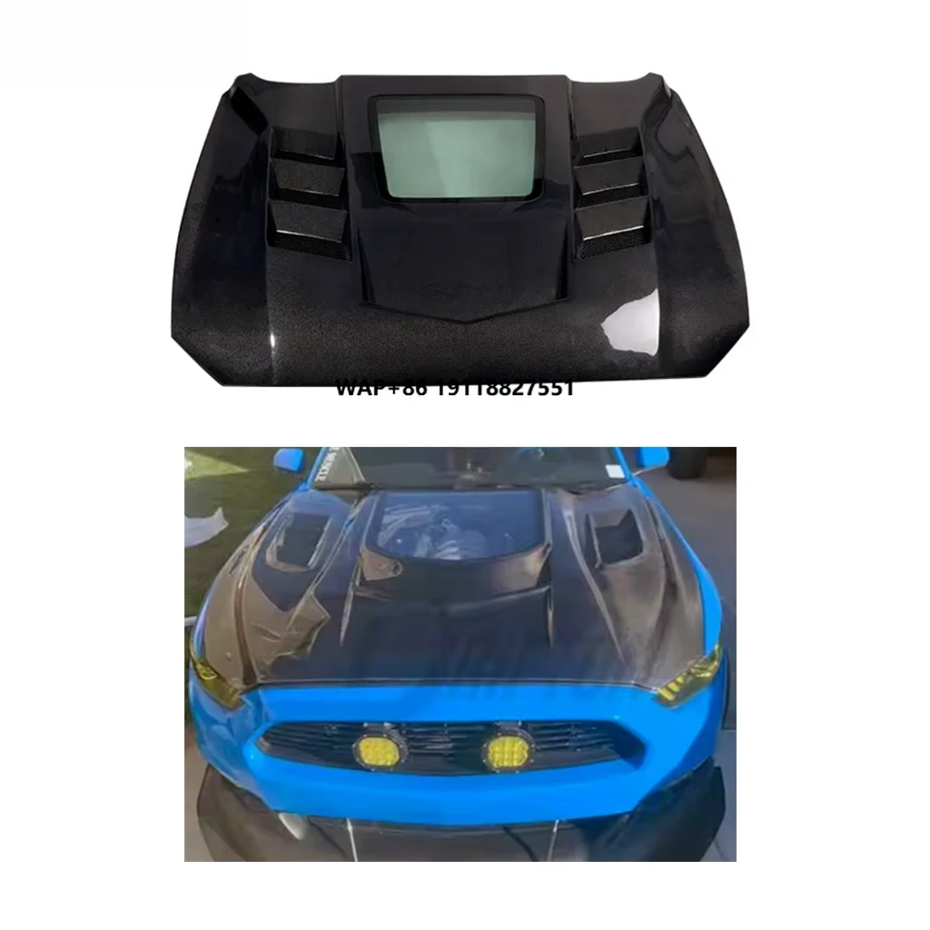 

Customized Mustang GT Carbon Fiber Hood With Glass for Mustang 2015-2024 Upgraded 2024 Mustang Hood
