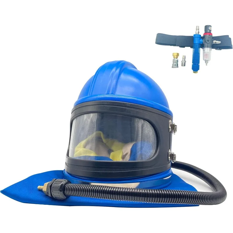 Safe Air Feed Sandblast Helmet with Shoulder Protective Sand Blast Hood Protector for Sandblasting Equipped with