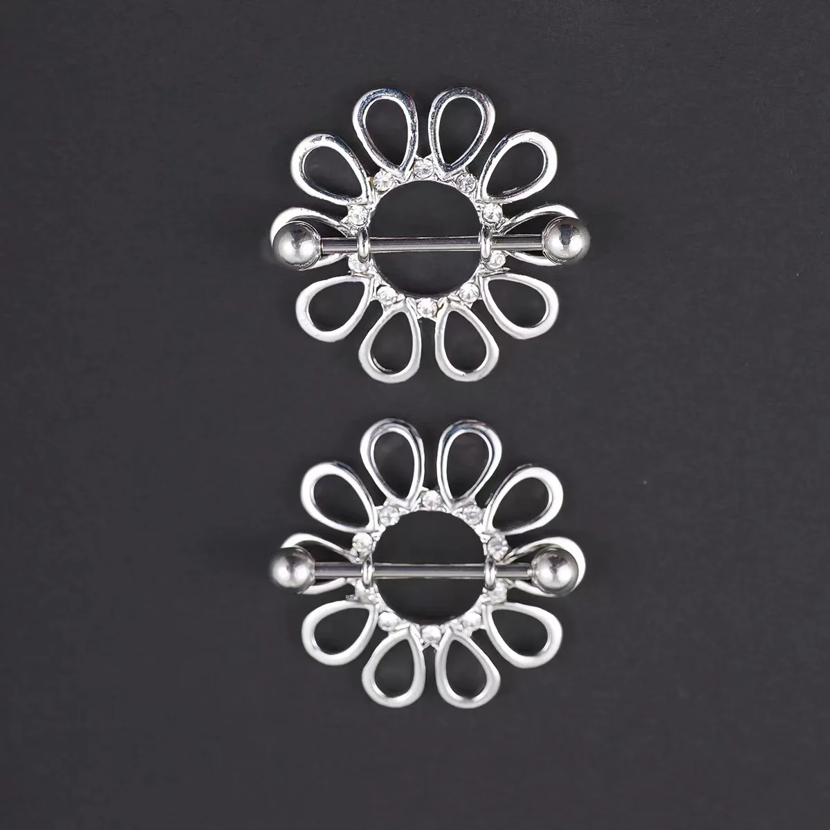 موضة جديدة الفولاذ المقاوم للصدأ الدانتيل شكل خاتم الثدي الهيب هوب متعددة الألوان الثدي الأظافر جسم الإنسان مثير ثقب المجوهرات #3