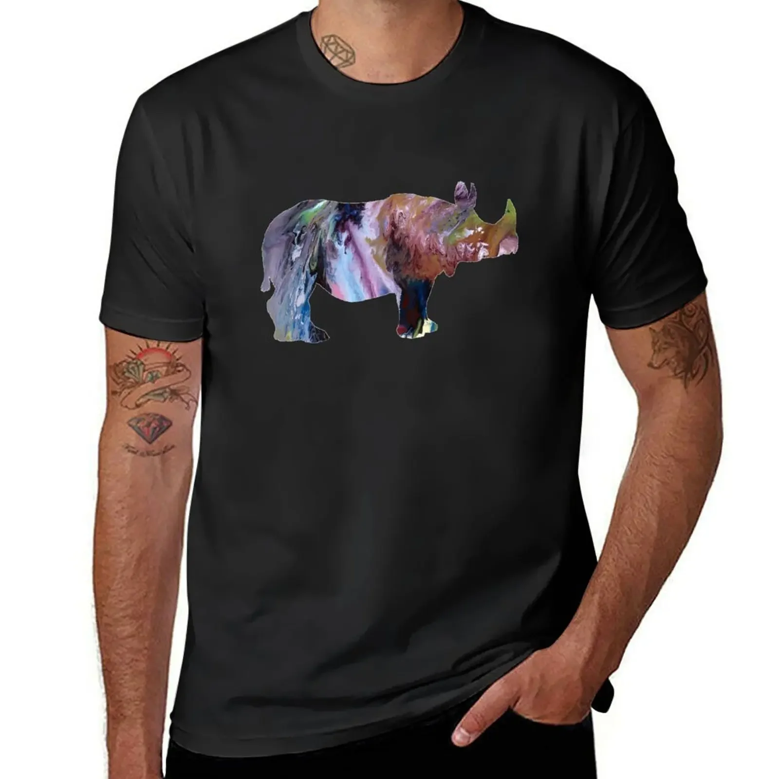 

rhino T-Shirt customs vintage graphic tee slim fit t shirts for men