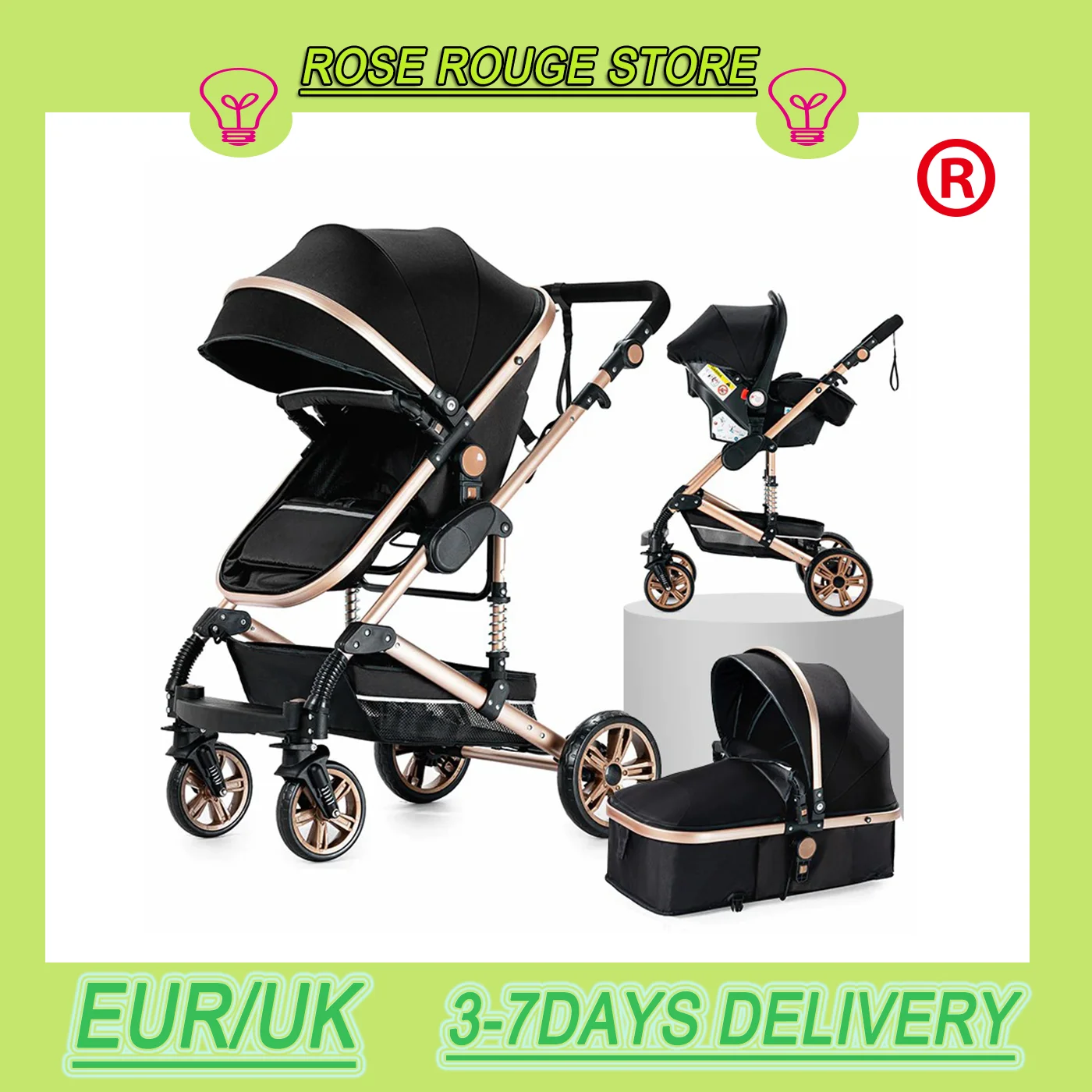 Lightweight Stroller Baby Stroller 3 in 1 Baby carriage  newbaby Cart travel pram  newborn baby High landscape Newborn Stroller