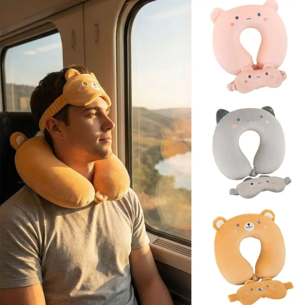 

Cute Comfortable U-shaped Pillow Support Ergonomics Travel Neck Cushion Slow Rebound Soft Neck Support Pillow Camping