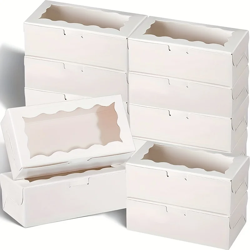 16/32 Stück rechteckige Mini-Geschenkboxen aus Kraftpapier mit transparentem Fenster, für Hochzeiten, Partys, handgefertigte Bastelarbeiten, Geburtstage – Detail 4