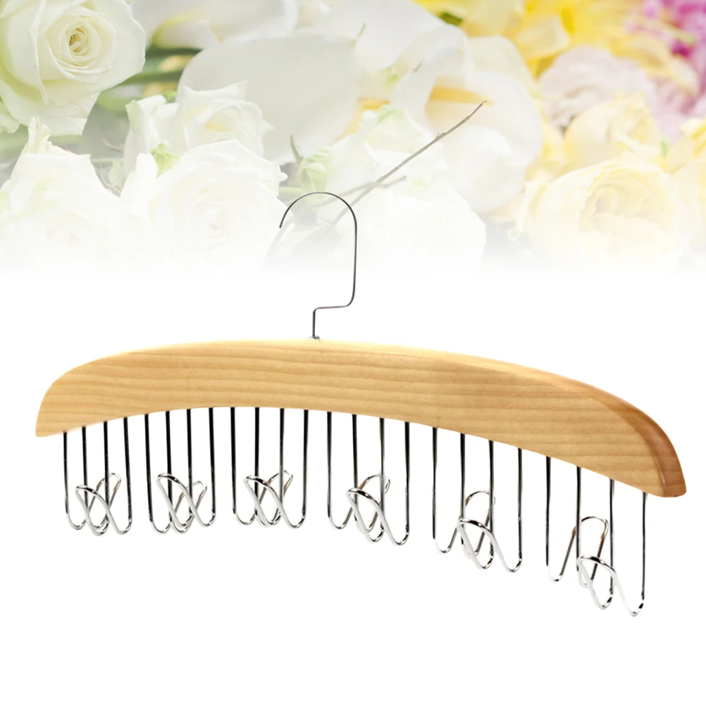 

Solid Wood 12 Hooks Tie Hanger Clothes Clothes Scarf Rack Rack Wardrobe Storage ganizer Tie Hanger Wooden Hooks