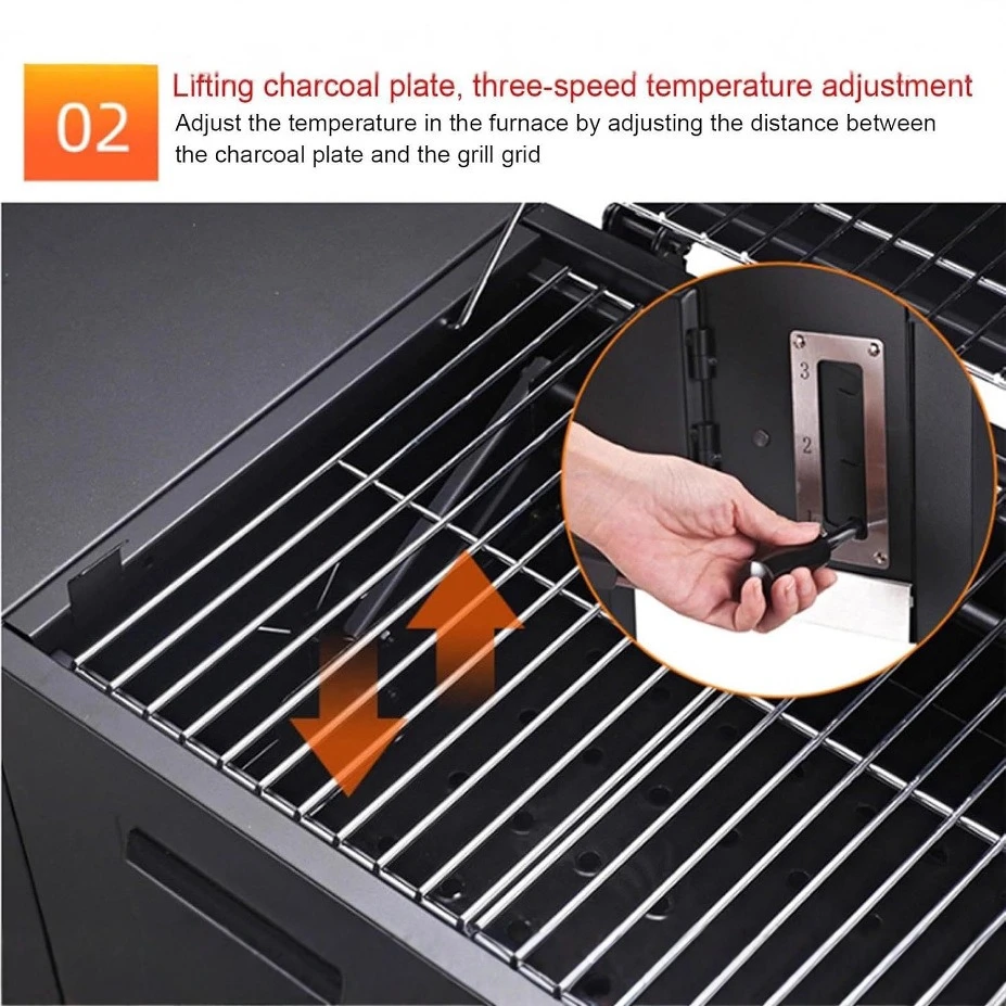 folding barbecue grill with thermal insulation net movable courtyard large grill bbq smokeless barbecue truck