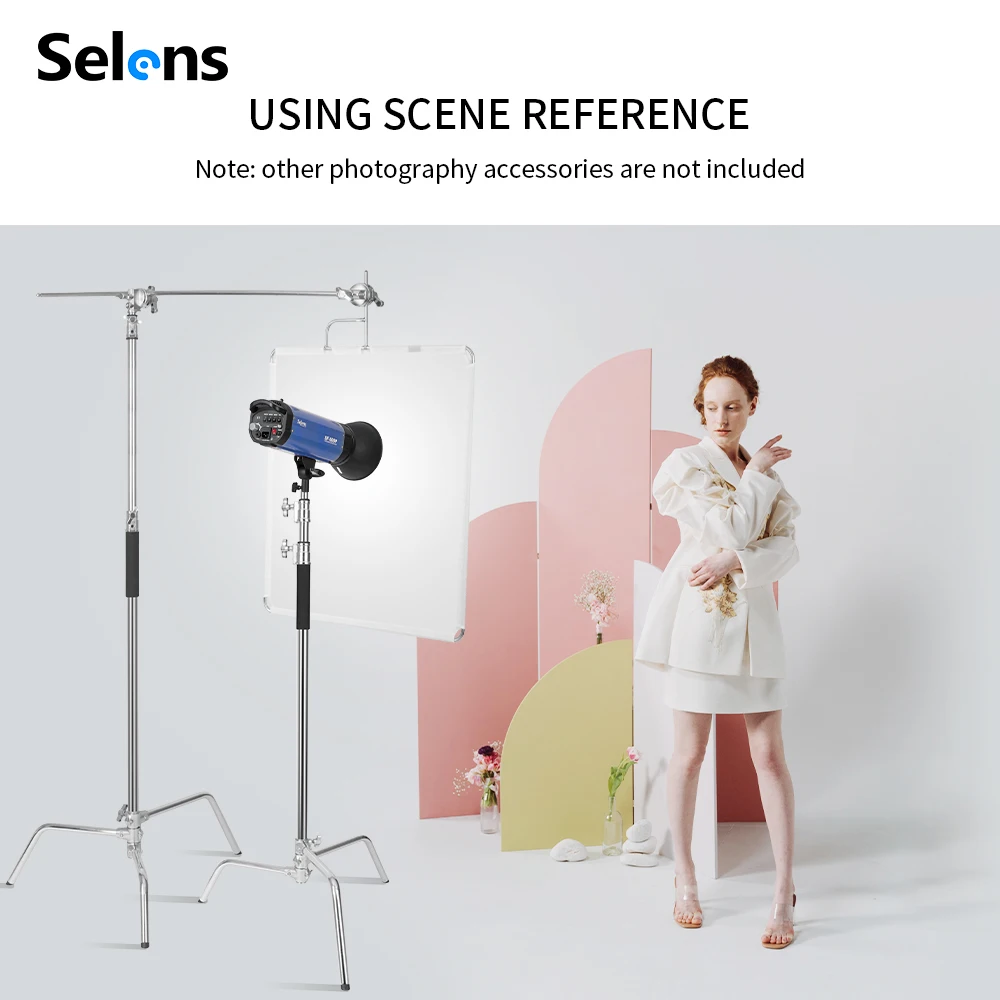 Heavy Duty Stainless Steel light stand backdrop stand C-Stand with Hold Arm and Grip Head for Photography Reflectors/Softboxes