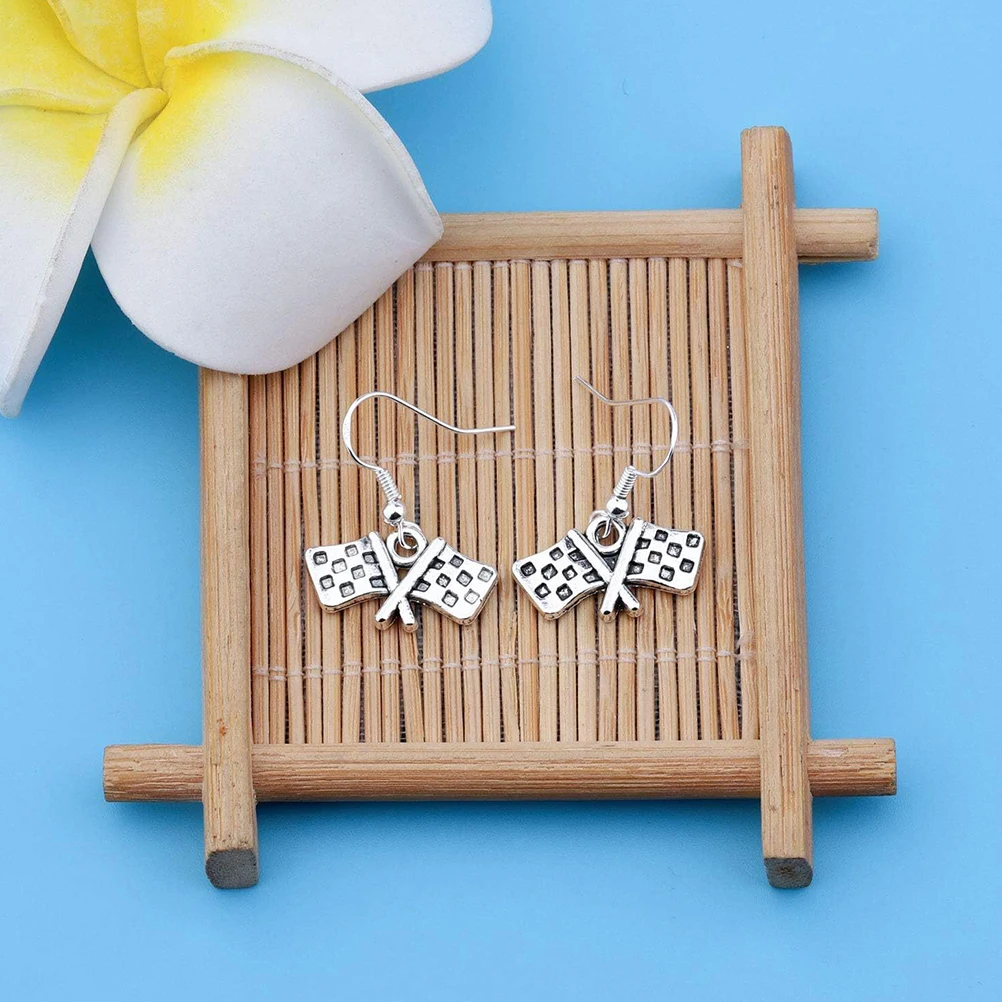 

Racing Flag Checkered Enamel Charms Alloy Race Car Birthday Decorations Trendy Fashion Racing Flag Earrings Jewelry Gifts