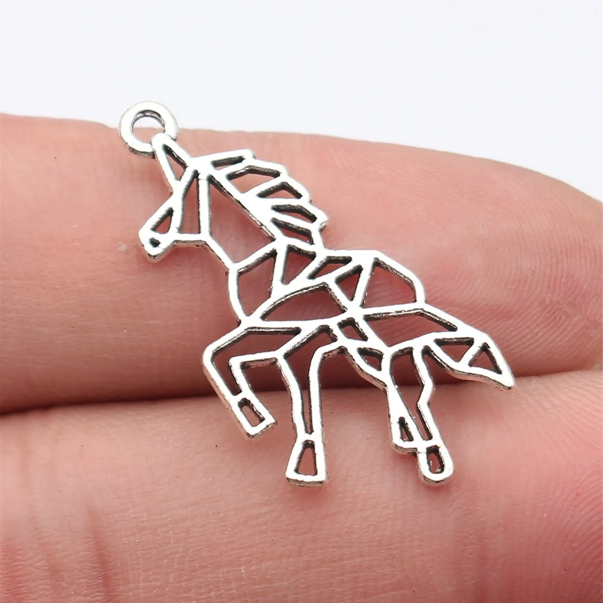 20pcs 33x16mm Antique Silver Color Hollow Out Unicorn Charms Handmade Jewelry Making Accessories
