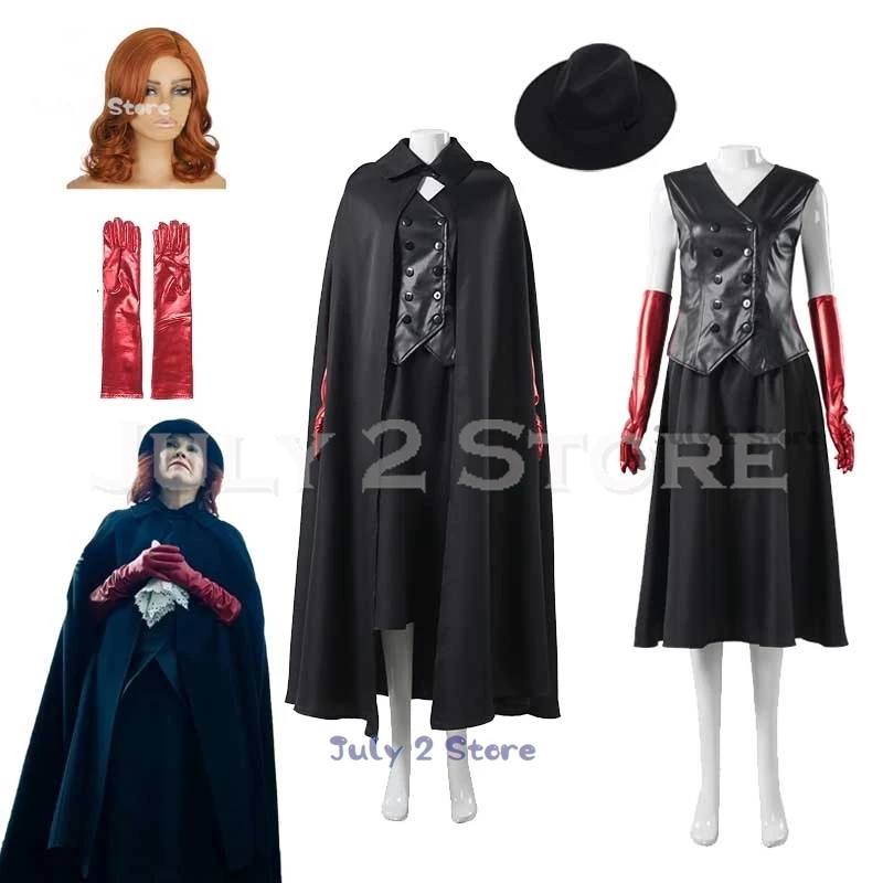 Beetleguese BJ 2 Delia Cosplay Deetz Costume Black Set Cloak Curly Wig Women Sexy Cosplay Halloween Party Suit 2024 NEW