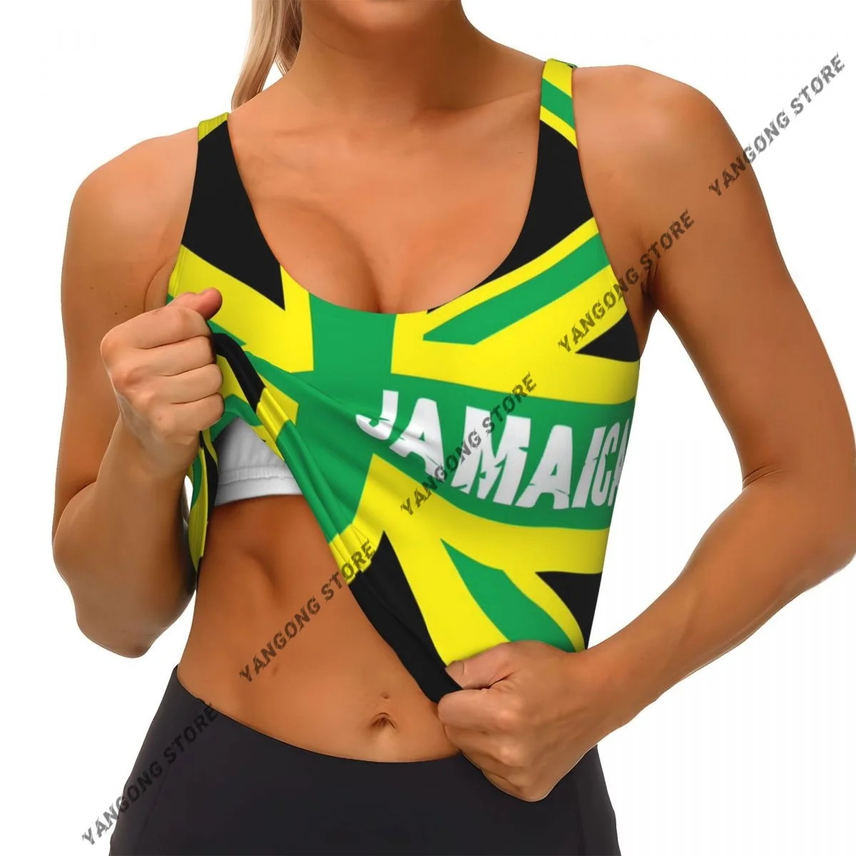 

Women Sexy Sports Vest Jamaica Kingdom Flag Female Streetwear Sport Lingerie Tee Crop Top