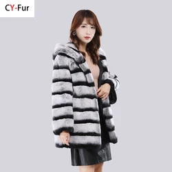 New Women Winter Warm Russian Lady 100% Natural Rex Rabbit Fur Hooded Coats Real Rex Rabbit Fur Jackets Hot Genuine Fur Overcoat