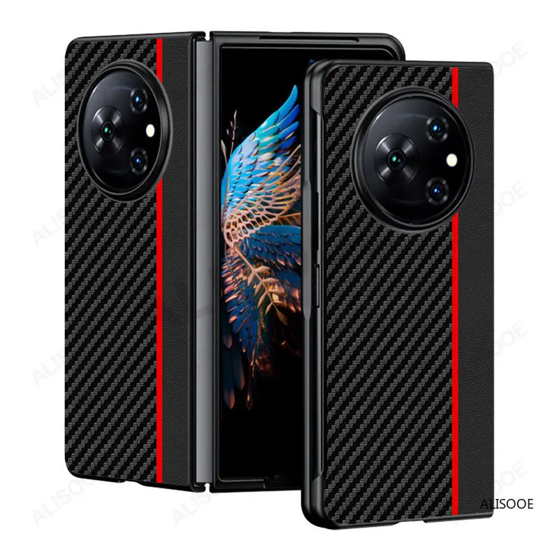 Capa For Tecno Phantom V Fold Case Carbon Fiber Texture PU Leather Shockproof Back Cover for Phantom V Fold 5G Protection Funda